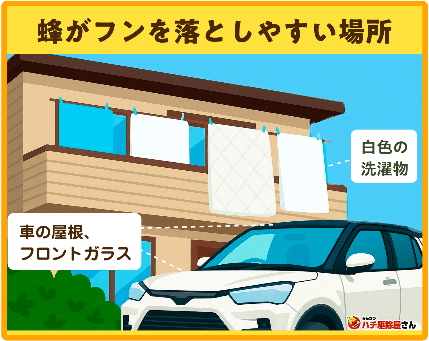 蜂がフンを落としやすい場所